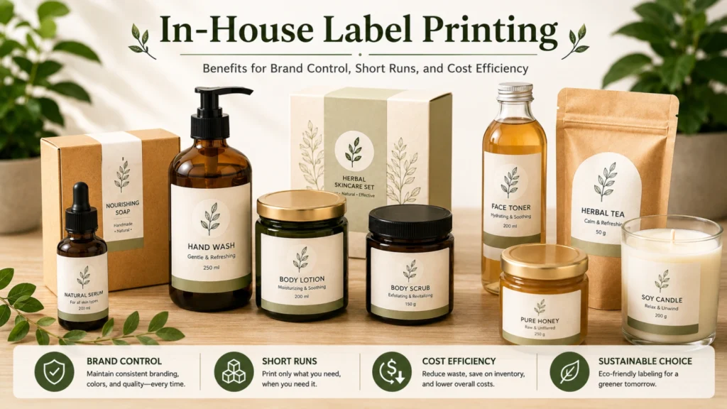 ArrowJet digital label press printing short-run product labels in-house.