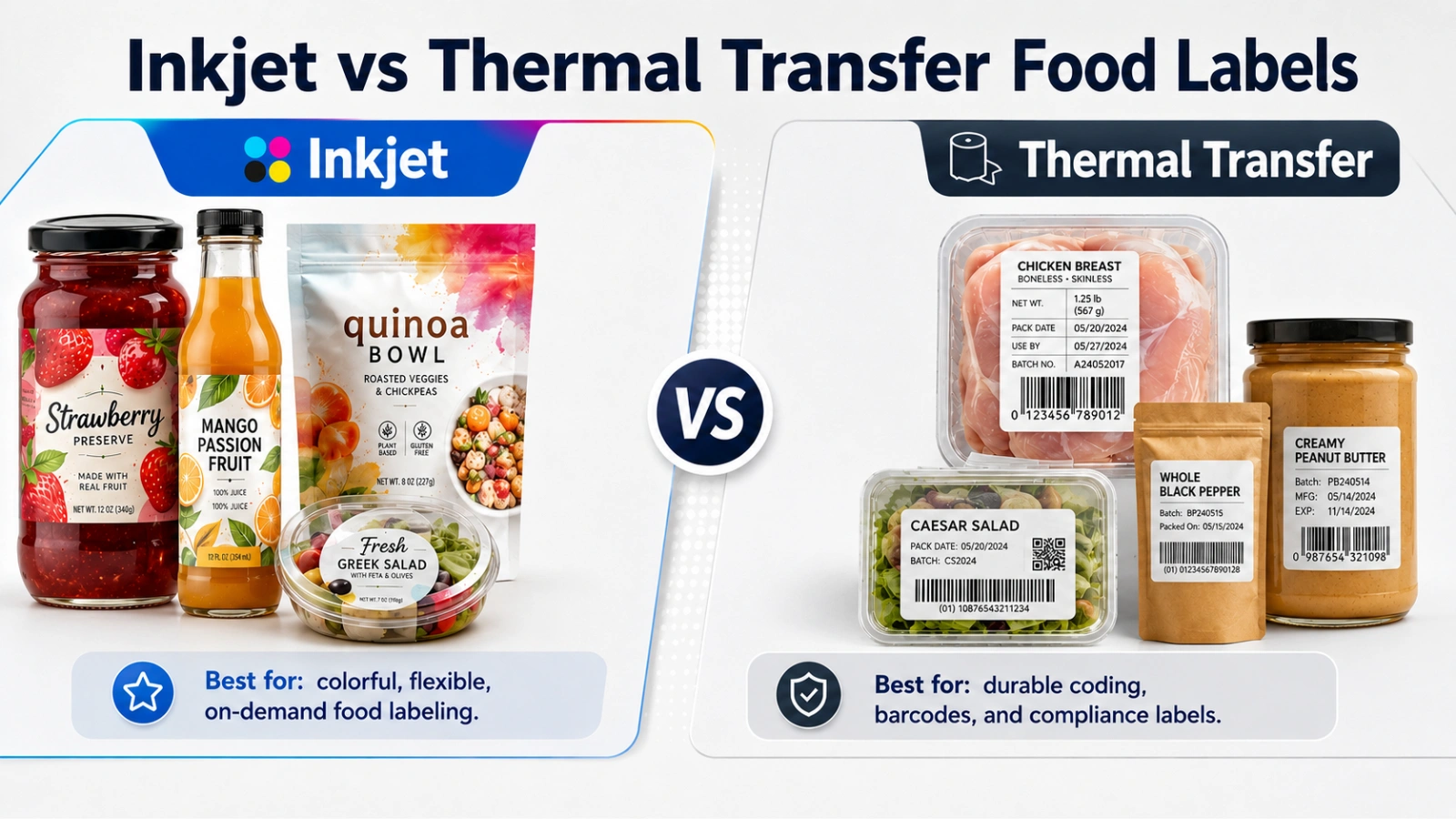 Inkjet vs Thermal Transfer Food Labels