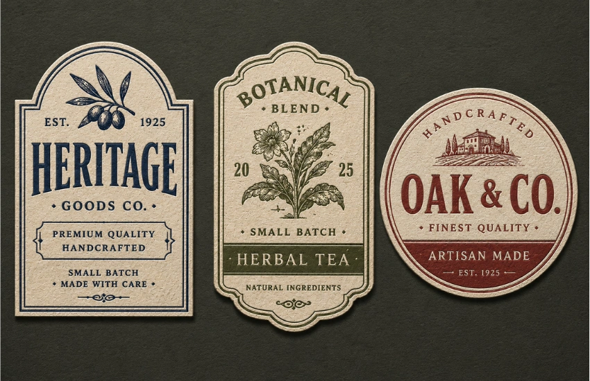Letterpress-inspired vintage label design texture