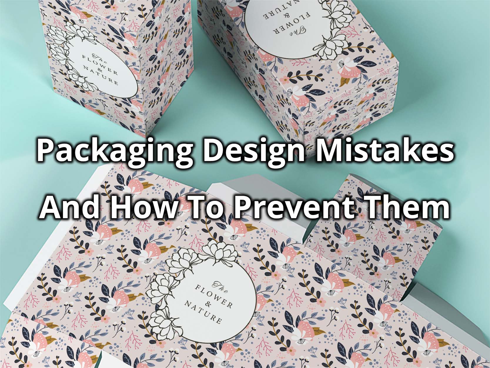 Packages with a flower design on them placed all around.