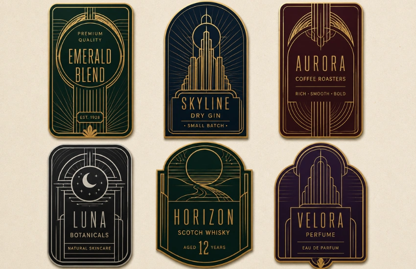 Streamline Moderne vintage label design style