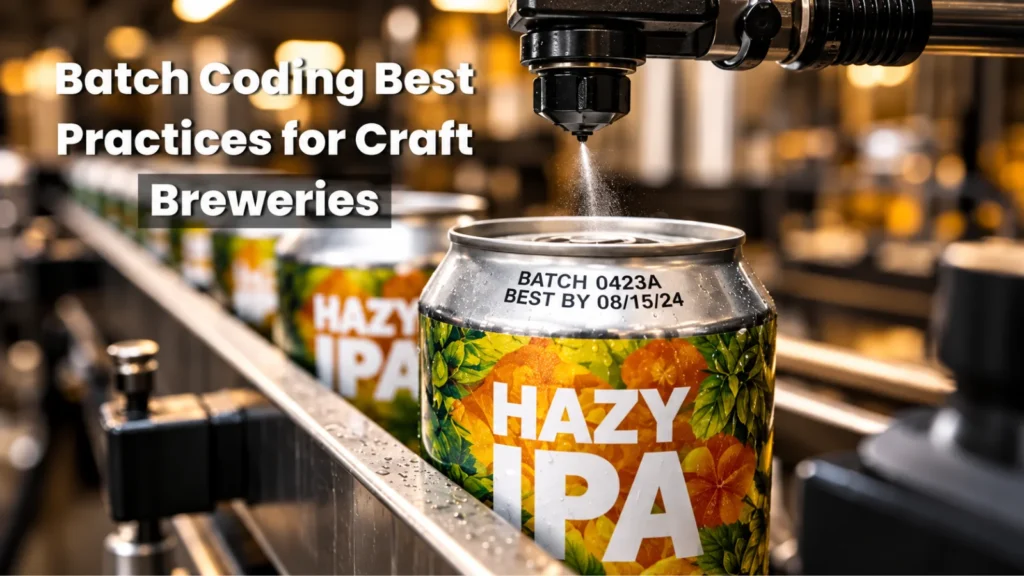 Craft brewery batch coding overview showing lot number and best-by date on beer label for TTB and FSMA 204 traceability compliance