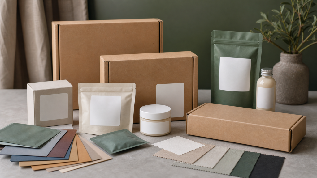 Stack of digitally printed customized corrugated boxes with branded graphics