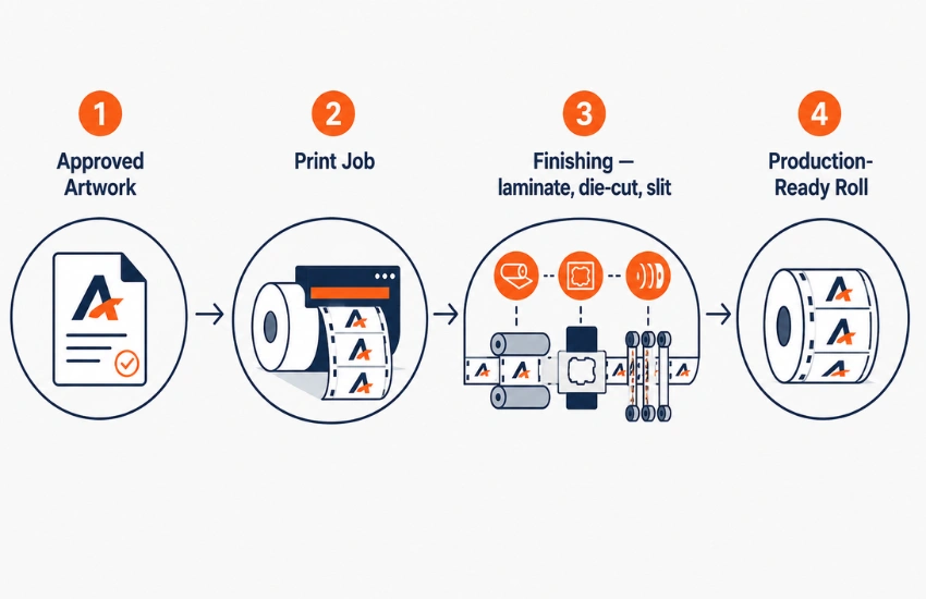 in house label printing workflow diagram