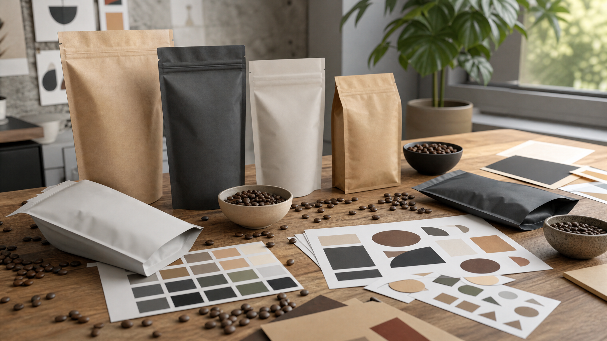 Industrial production example for printing coffee bags in-house