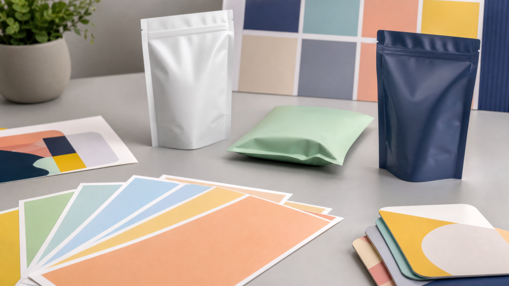 Digital label and packaging production samples showing short-run versioning and variable artwork